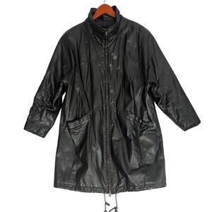 Vintage Wilsons Black Leather Jacket Size Large Thinsulate Lined Chore Overcoat